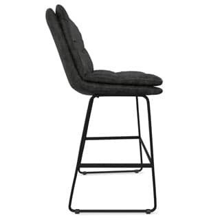 Danika Bar Stool (Set of 2) Charcoal Grey Vegan Leather FFW258-677 - Thumbnail 3