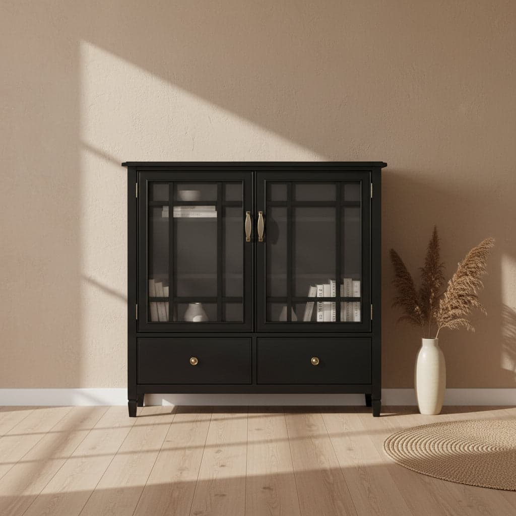 Connaught Wood 40" Wide Black Traditional Entryway Storage Cabinet FFW258-684 - Image 1