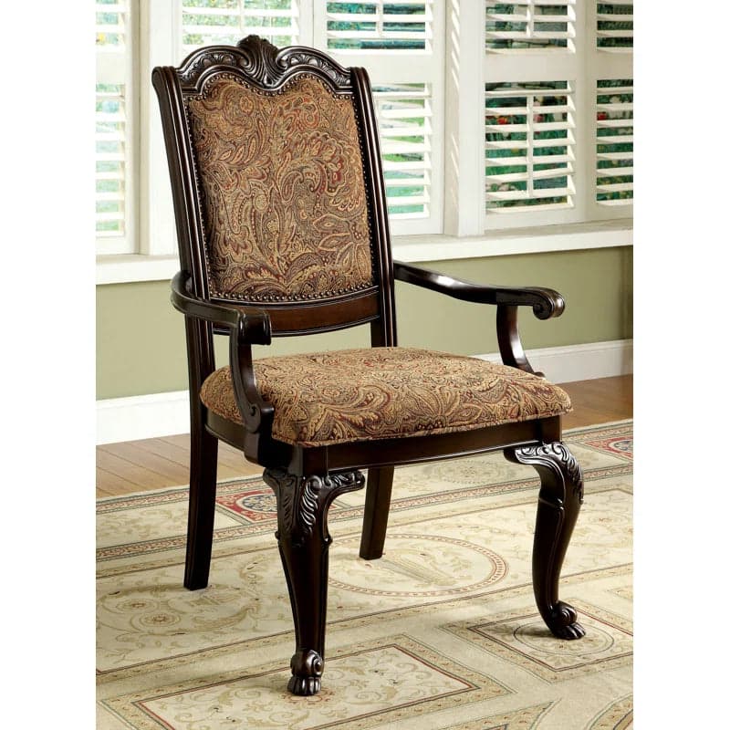 Amalah Arm Chair Upholstered w Brown Cherry Wood Frame FFE-747 - Image 1