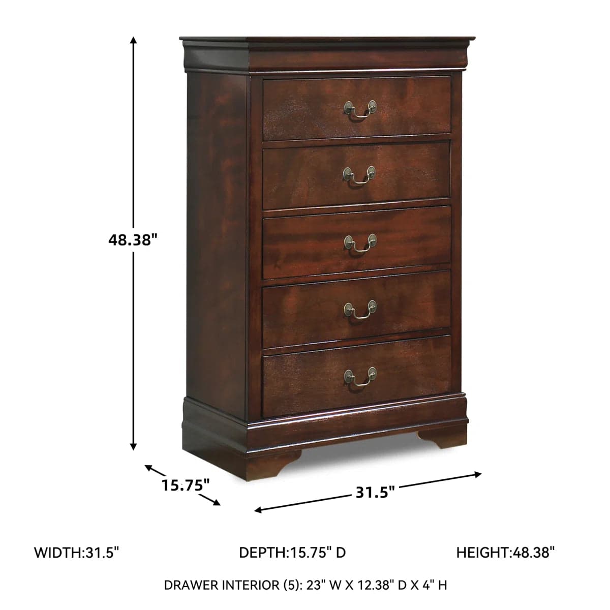 Alcott Hill Brandenn 5 Drawer Standard Dresser/Chest FFE-739 - Thumbnail 2
