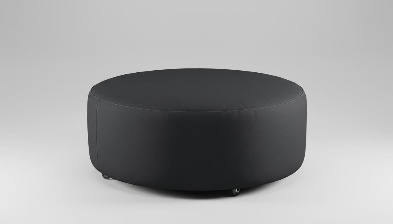 The Inside Havenly Pavement Luxe Linen Round Cocktail Black Ottoman FFE-818 - Thumbnail 4