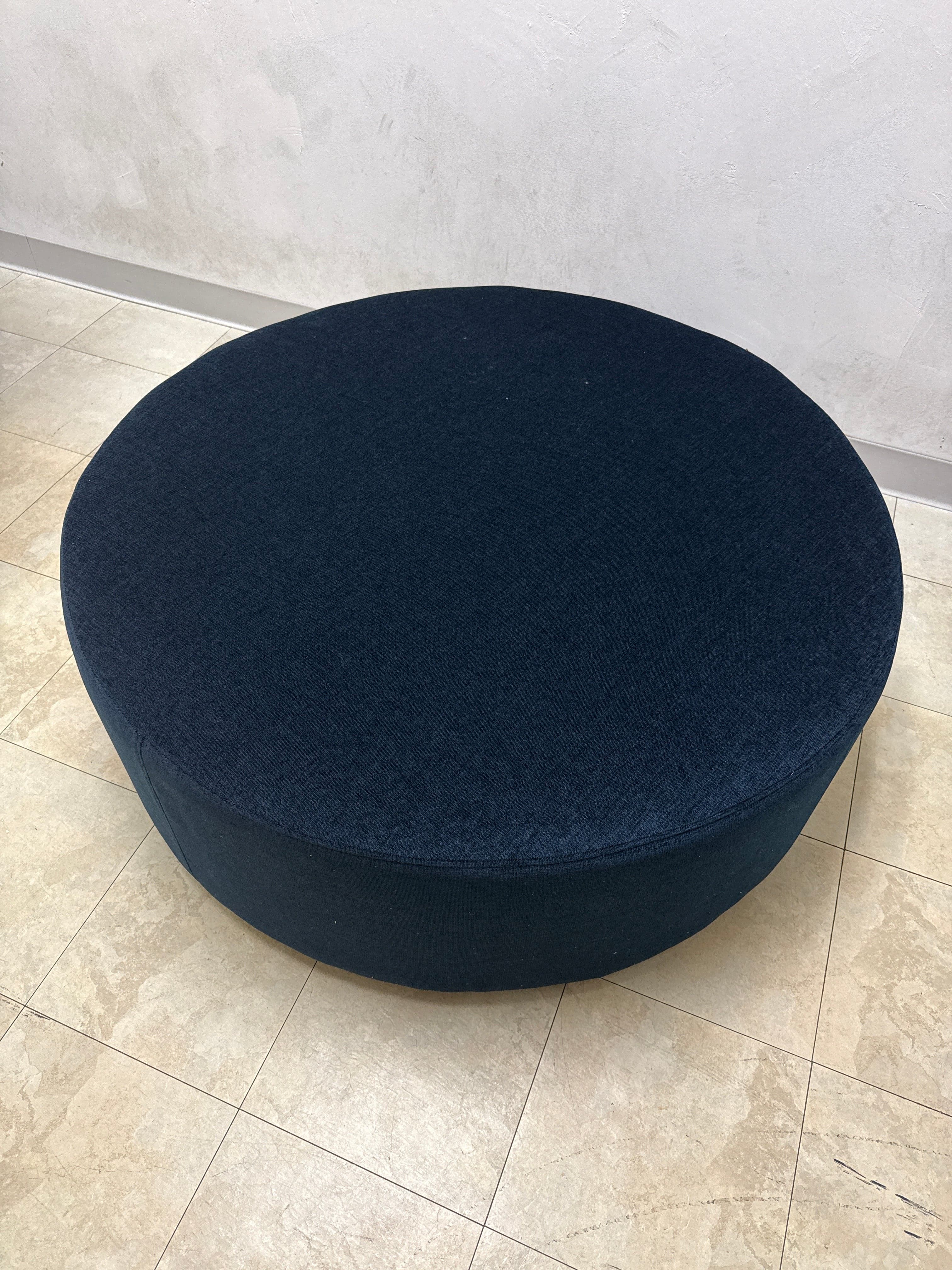 The Inside Havenly Pavement Luxe Linen Round Cocktail Black Ottoman FFE-818 - Thumbnail 6