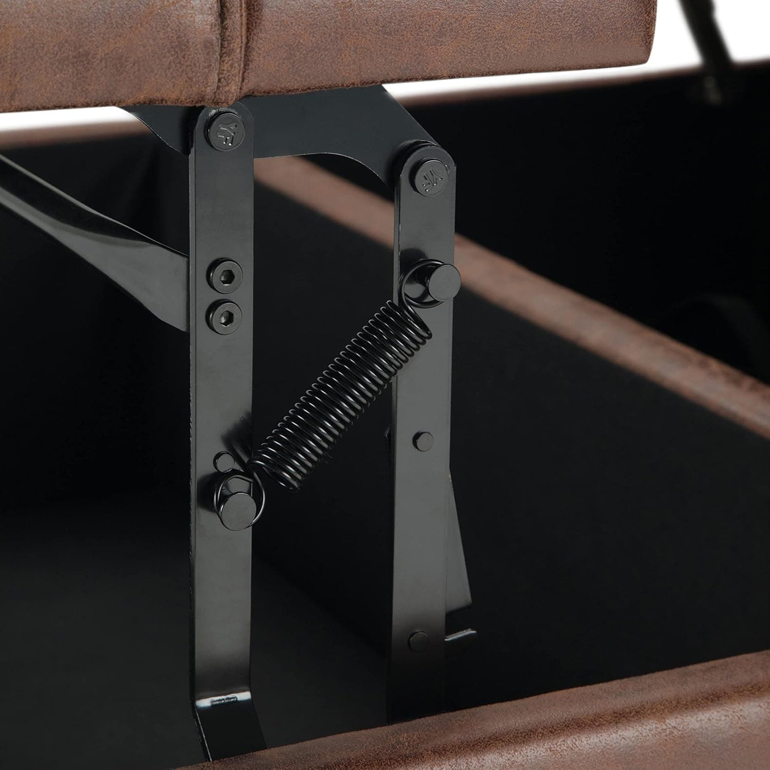 Harrison 36" Coffee Table Storage Ottoman in Distressed Brown Vegan Leather FFW-934 - Thumbnail 3