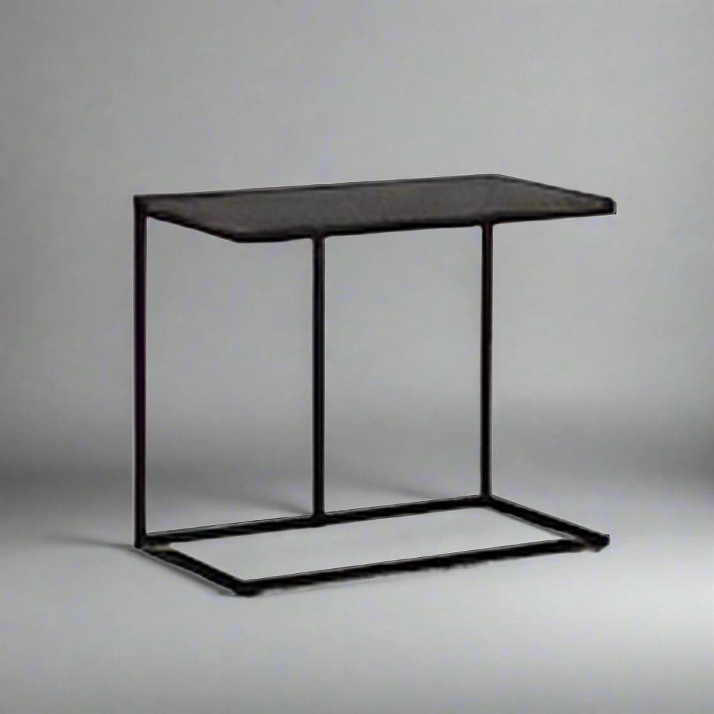 Ward Solid Mango Wood/Metal 28" Industrial Wide C Side Table in Warm Grey FFW-988 - Image 1