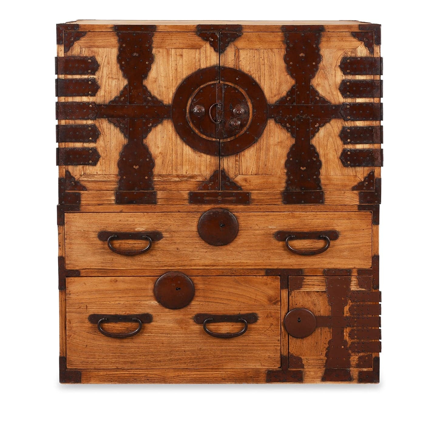 Antique Asian Japanese Kannon Biraki Isho Tansu Dansu Late Edo Period Chest SH265-40 - Thumbnail 2