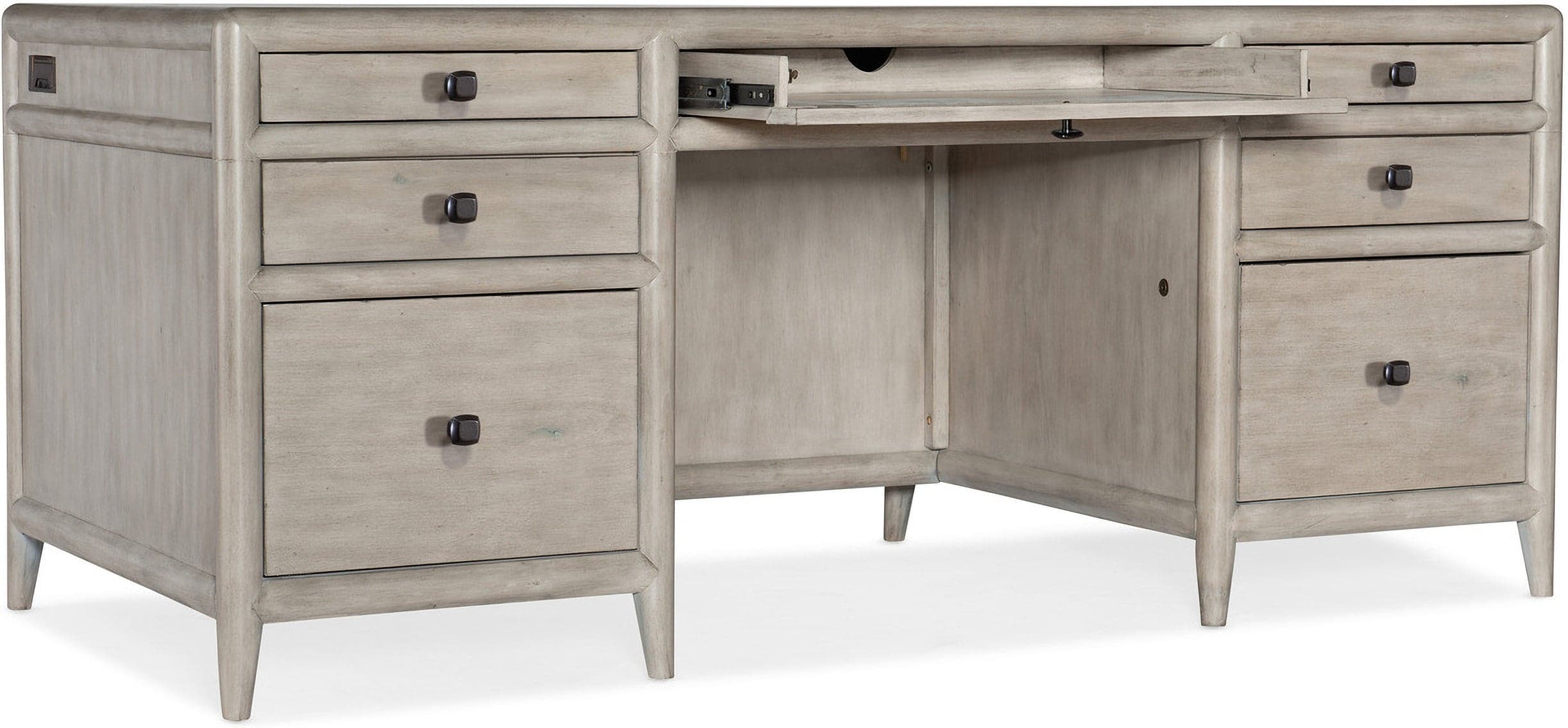 Hooker Furniture Work Your Way Burnham Grey Mink Alder Wood Executive Desk FFE-1065 - Thumbnail 3