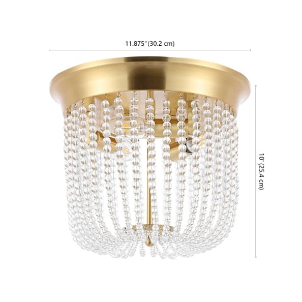 Safavieh Sarella 3 Light Flush Mount Ceiling Tapered Crystal Strands Gold Base FFE-1072 - Thumbnail 4