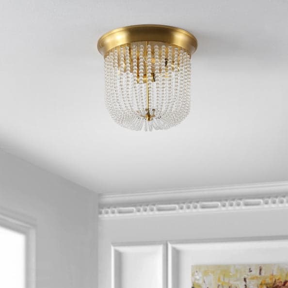 Safavieh Sarella 3 Light Flush Mount Ceiling Tapered Crystal Strands Gold Base FFE-1072 - Thumbnail 3