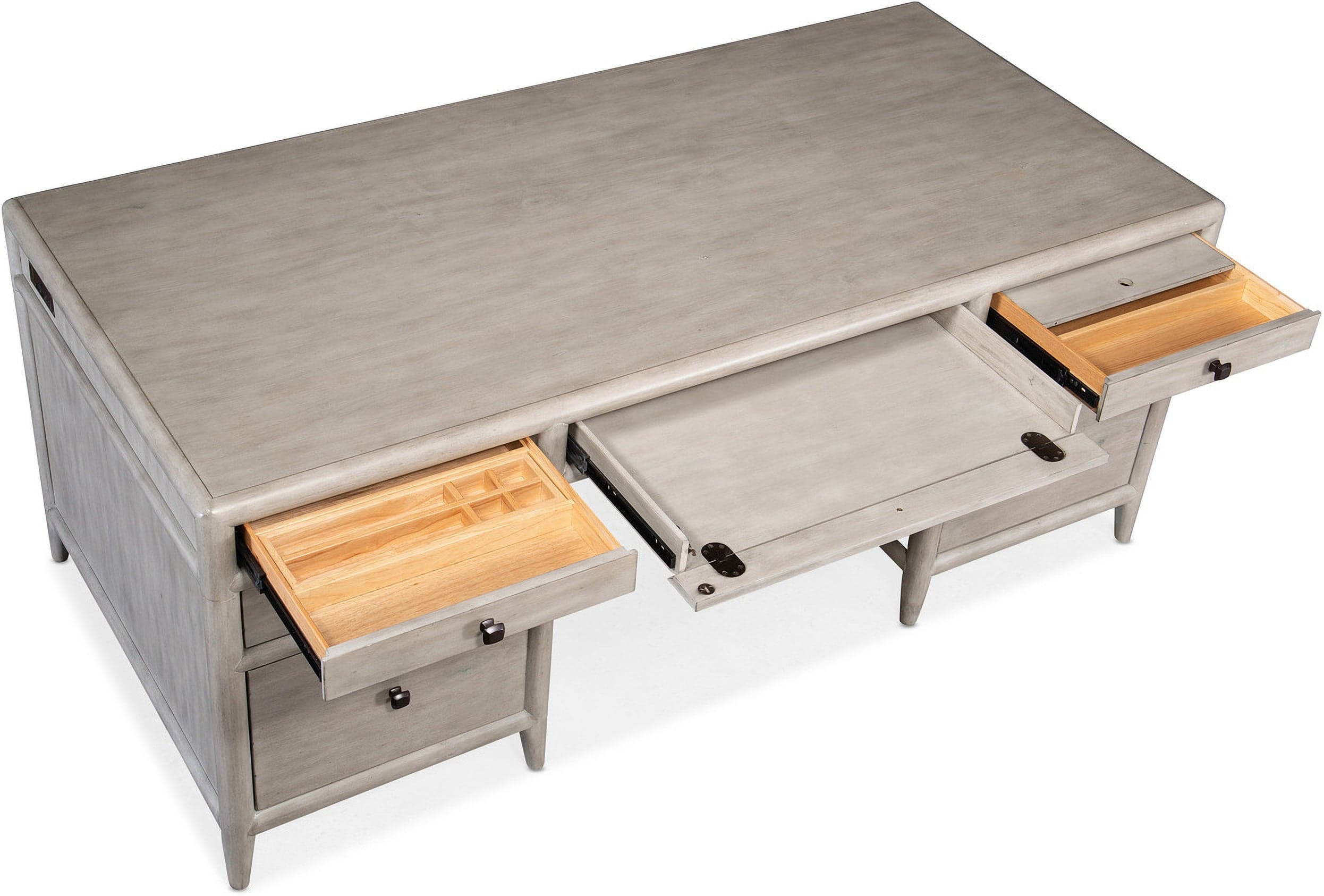 Hooker Furniture Work Your Way Burnham Grey Mink Alder Wood Executive Desk FFE-1065 - Thumbnail 2