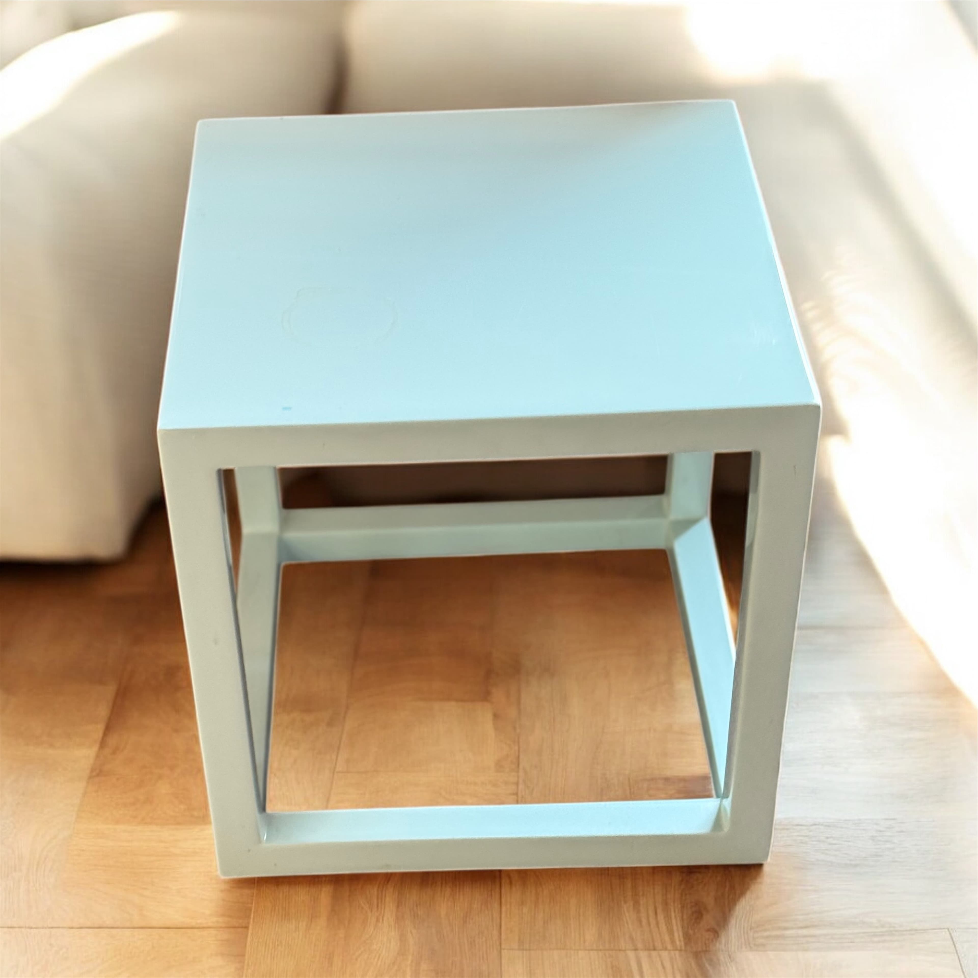 Small Square Table with Light Blue Metal Frame HR9 - Image 1
