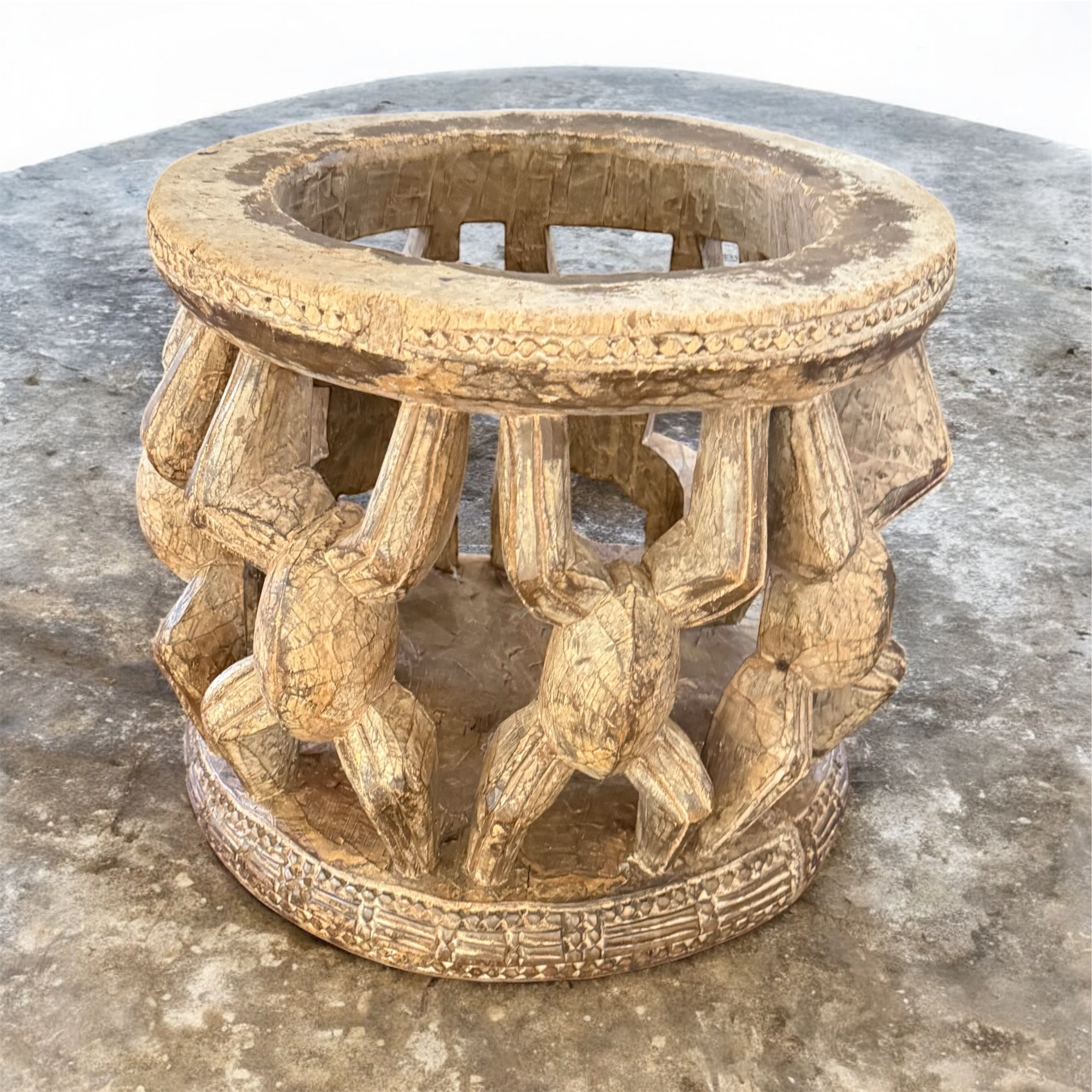 Decorative Wood pedestal with animal carvings HR5 - Image 1
