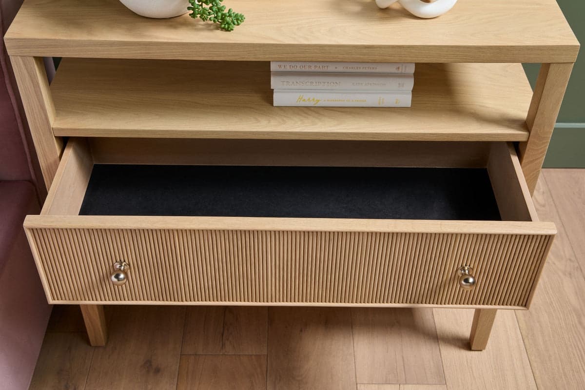 Essentials for Living Highland Solid Oak Fluted 2-Drawer Nightstand FFE-1128 - Thumbnail 3