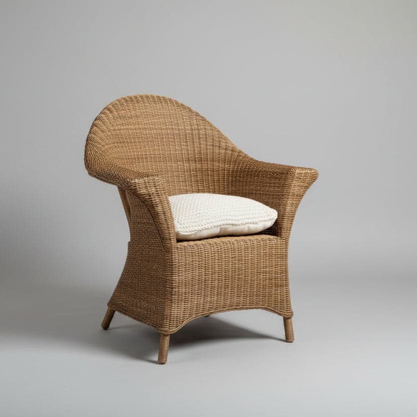 Handwoven Wicker Chair with Woven Beige Cushion MJS - 1 - Thumbnail 3
