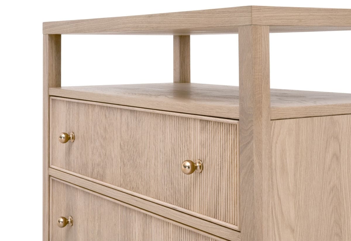 Essentials for Living Highland Solid Oak Fluted 2-Drawer Nightstand FFE-1128 - Thumbnail 4