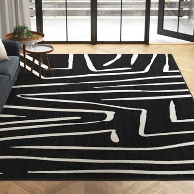 Hashtag Home Moro Moroccan Black/Ivory Area Rug FFE-1166 - Thumbnail 2