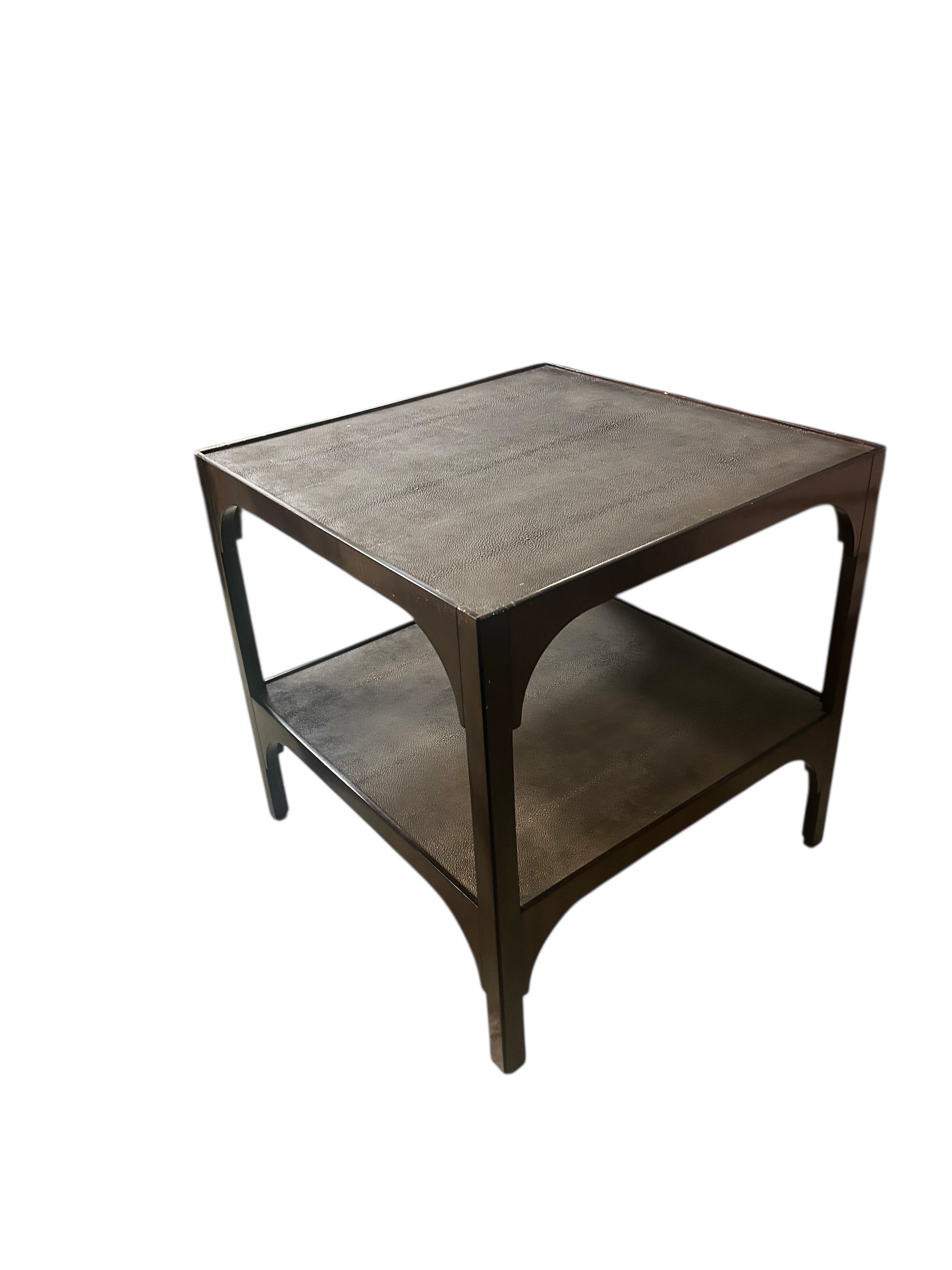 Savoye Solid Wood End Table w Faux Leather Top & Storage FFE-1186 - Thumbnail 2