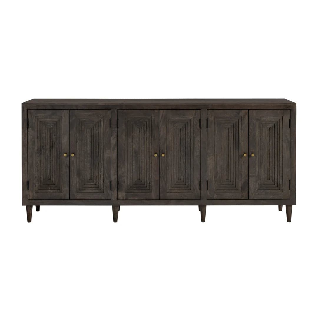 Crestview Collection Highland Park Dark Brown Mango Wood Sideboard Media Credenza Buffet FFE-1188 - Thumbnail 2