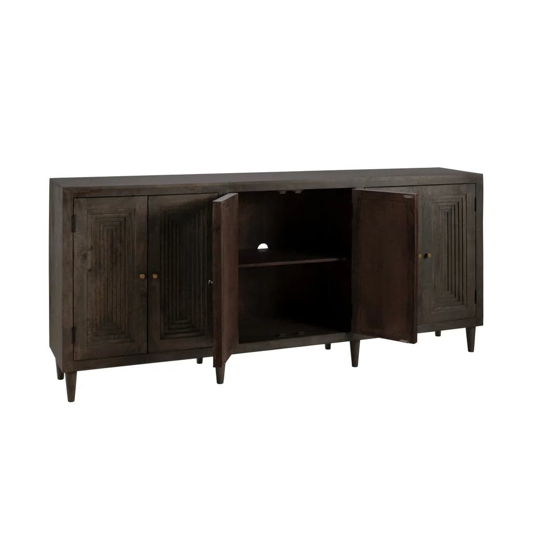 Crestview Collection Highland Park Dark Brown Mango Wood Sideboard Media Credenza Buffet FFE-1188 - Thumbnail 3