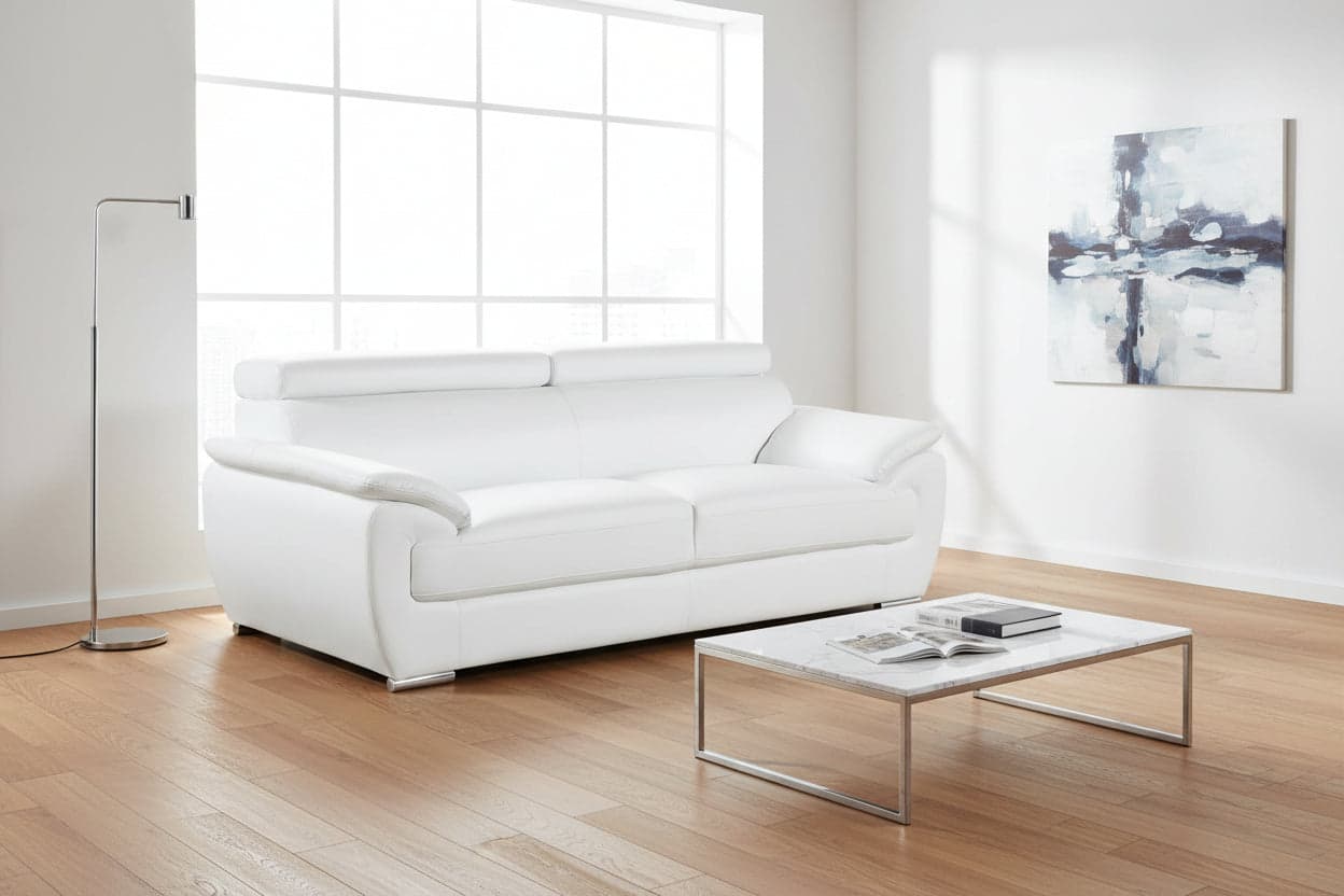 Orren Ellis Aieshia Genuine White Leather Sofa FFE-1197 - Image 1