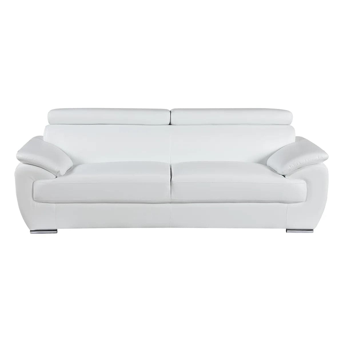 Orren Ellis Aieshia Genuine White Leather Sofa FFE-1197 - Thumbnail 2