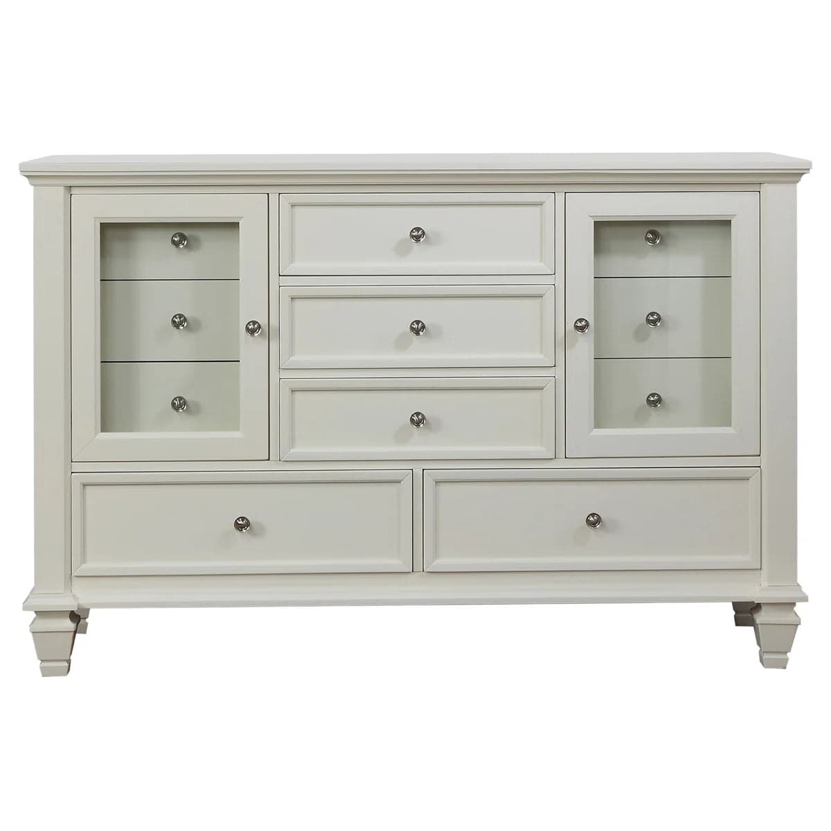 White Fraser 11 Drawer Glass Front Combo Dresser FFE-1202 - Thumbnail 2