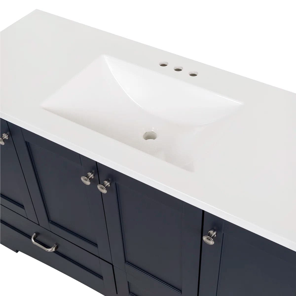 Emlyn 48" Single Bathroom Vanity w 3 Cabinets2 Drawers Cultured Marble Vanity Top FFE-1258 - Thumbnail 2