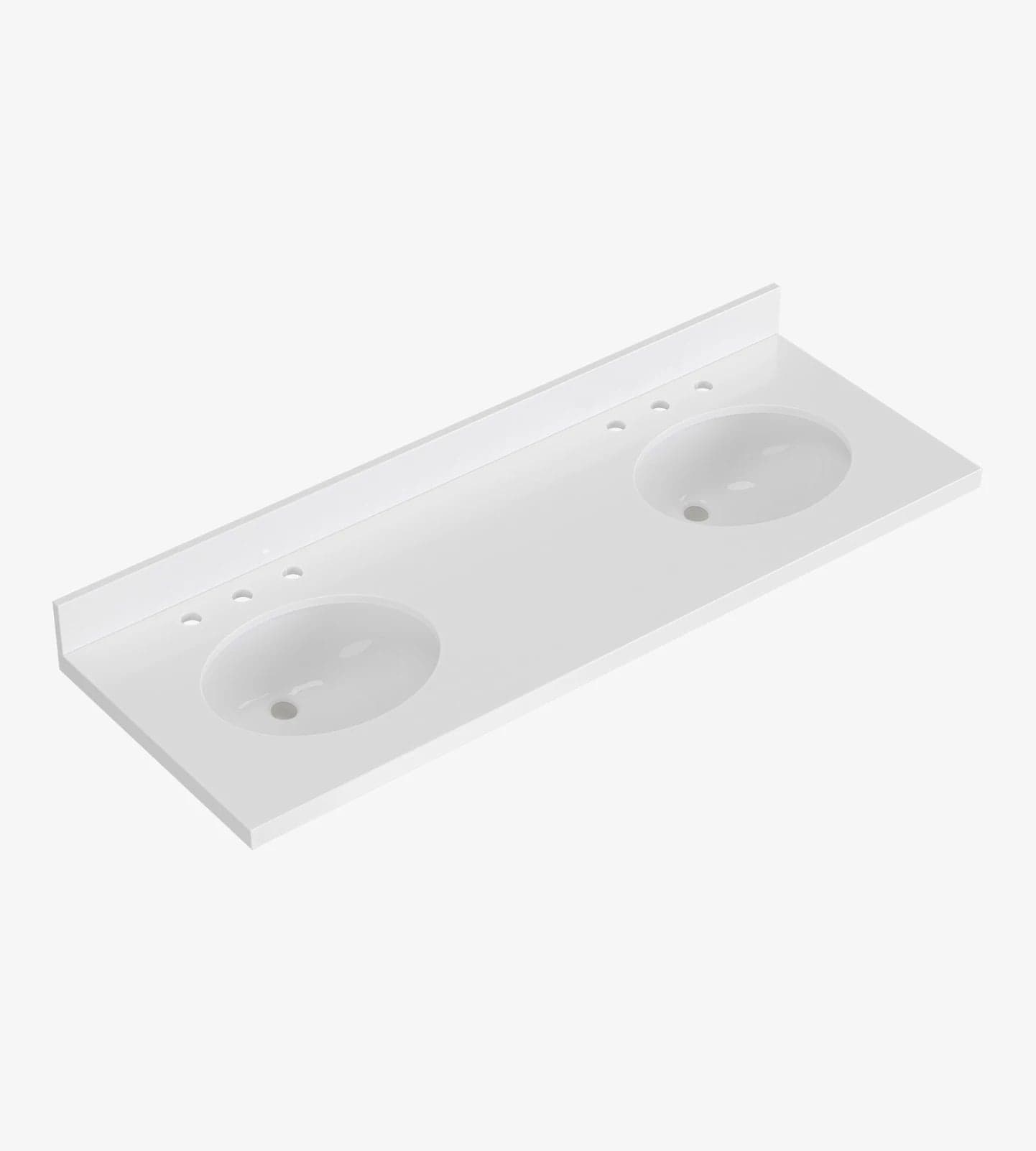 Ariel 61" White Quartz Double Oval Sink Bathroom Vanity Countertop FFE-1263