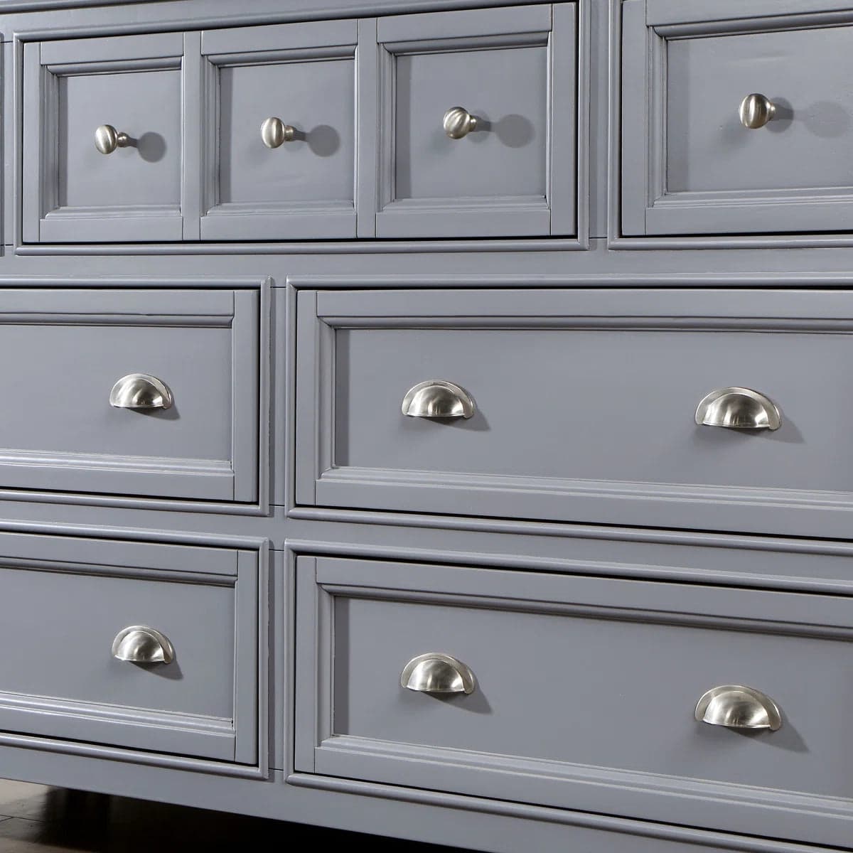 Wade Logan Bruun 56" 7 Drawer Grey Dresser Chest FFE-1264 - Thumbnail 2