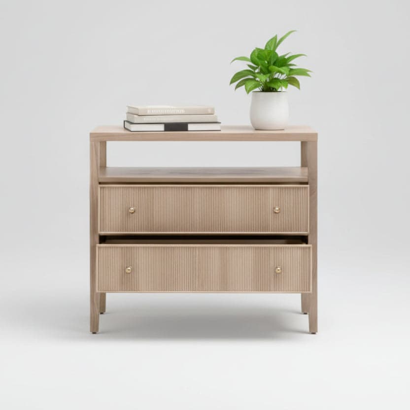 Essentials for Living Bronze Bay Natural Oak Highland Open Shelf 2-Drawer Nightstand FFE-1268 - Thumbnail 2