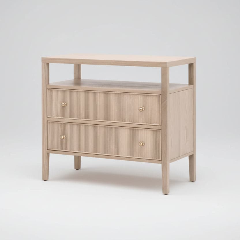 Essentials for Living Bronze Bay Natural Oak Highland Open Shelf 2-Drawer Nightstand FFE-1268 - Thumbnail 3