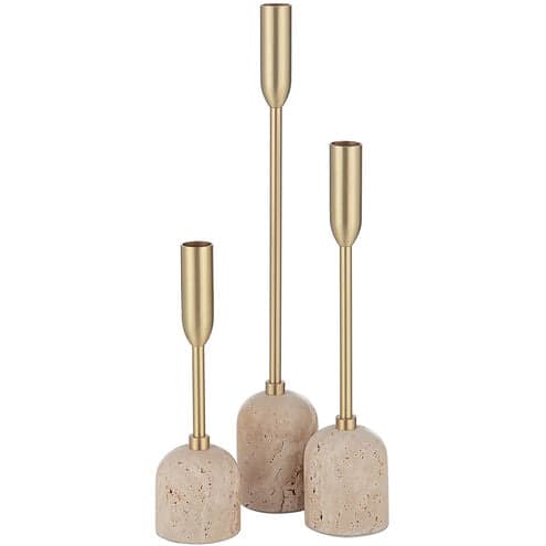 Renwil CAN184 Vesta Satin Brass Tapered Candle Holder Set of 3 FFE-1275 - Thumbnail 2