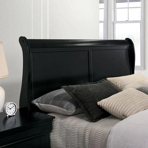 Furniture of America Louis Philippe Black Queen Sleigh Bed FFE-1282 - Thumbnail 2