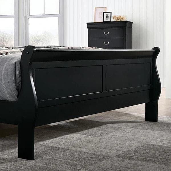 Furniture of America Louis Philippe Black Queen Sleigh Bed FFE-1282 - Thumbnail 3