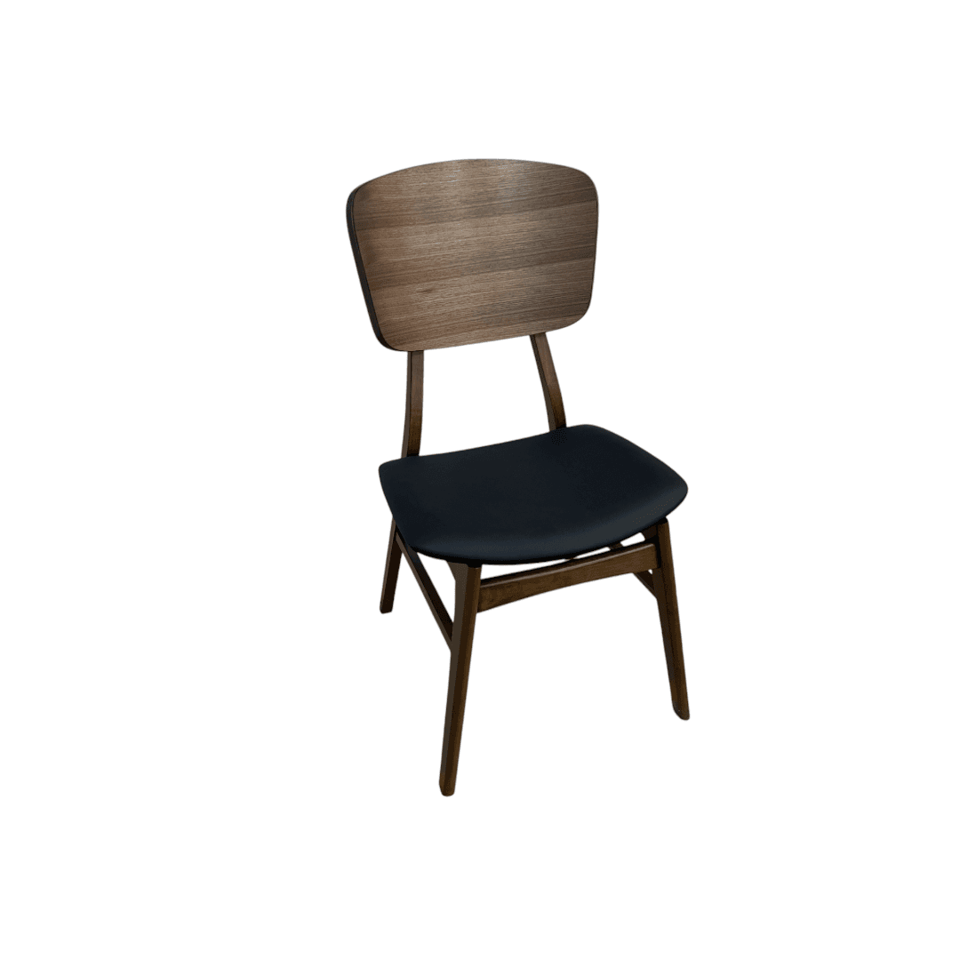 Hoft Homes SINGLE Anders Dining Chairs - Black Leather & Walnut - Thumbnail 4