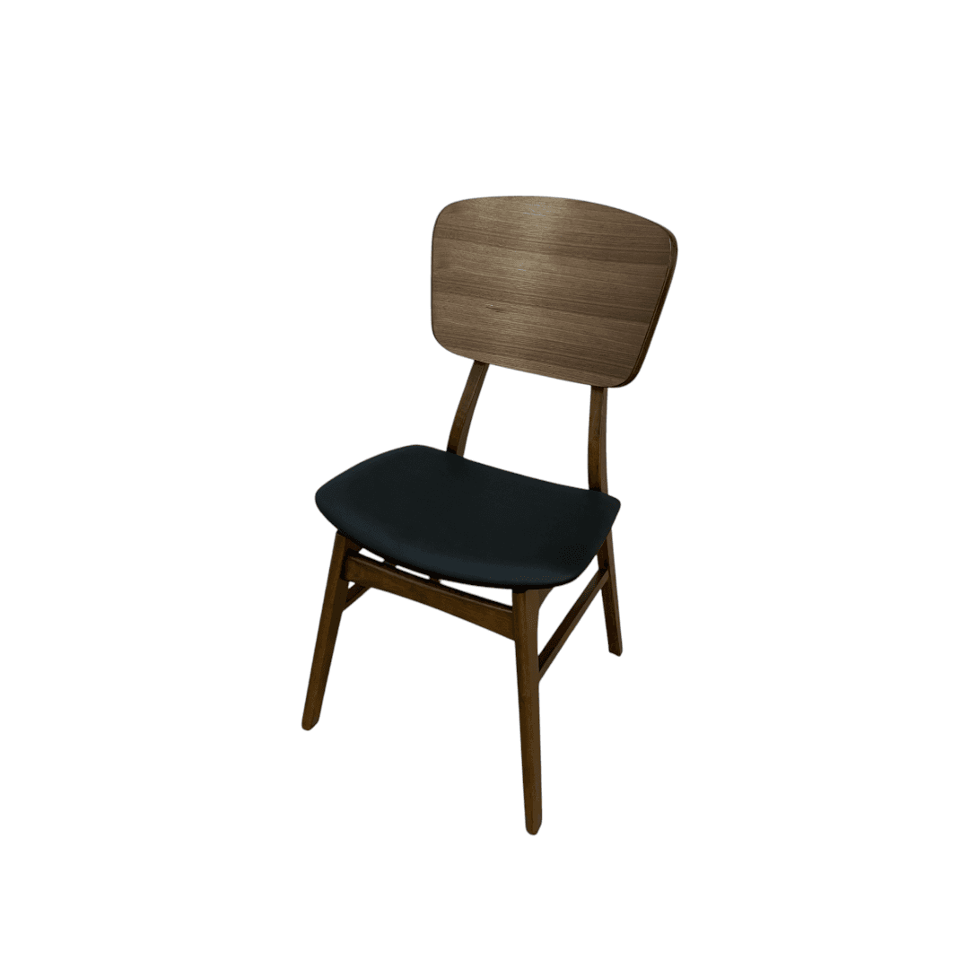 Hoft Homes SINGLE Anders Dining Chairs - Black Leather & Walnut - Thumbnail 7