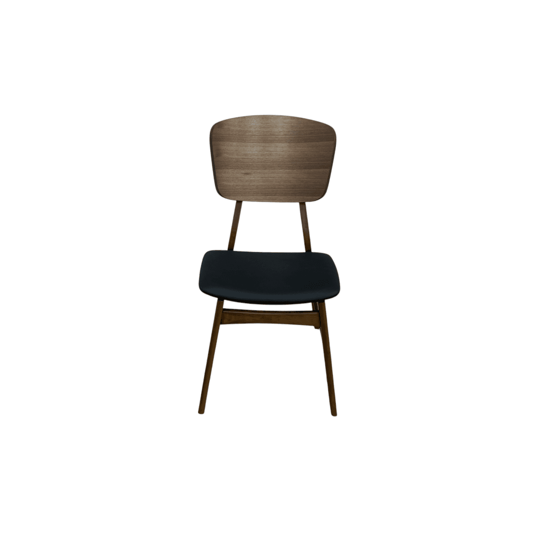 Hoft Homes SINGLE Anders Dining Chairs - Black Leather & Walnut - Thumbnail 8