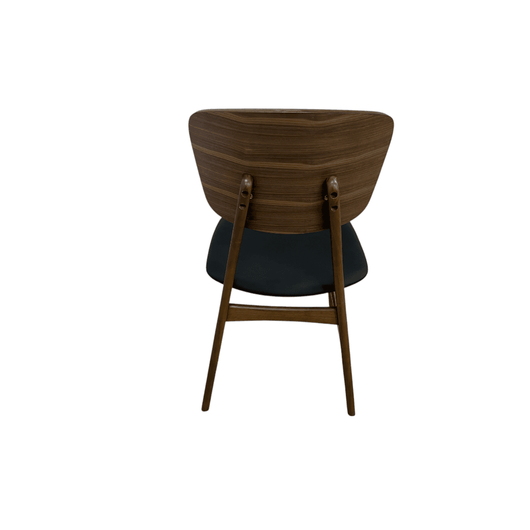 Hoft Homes SINGLE Anders Dining Chairs - Black Leather & Walnut - Thumbnail 6