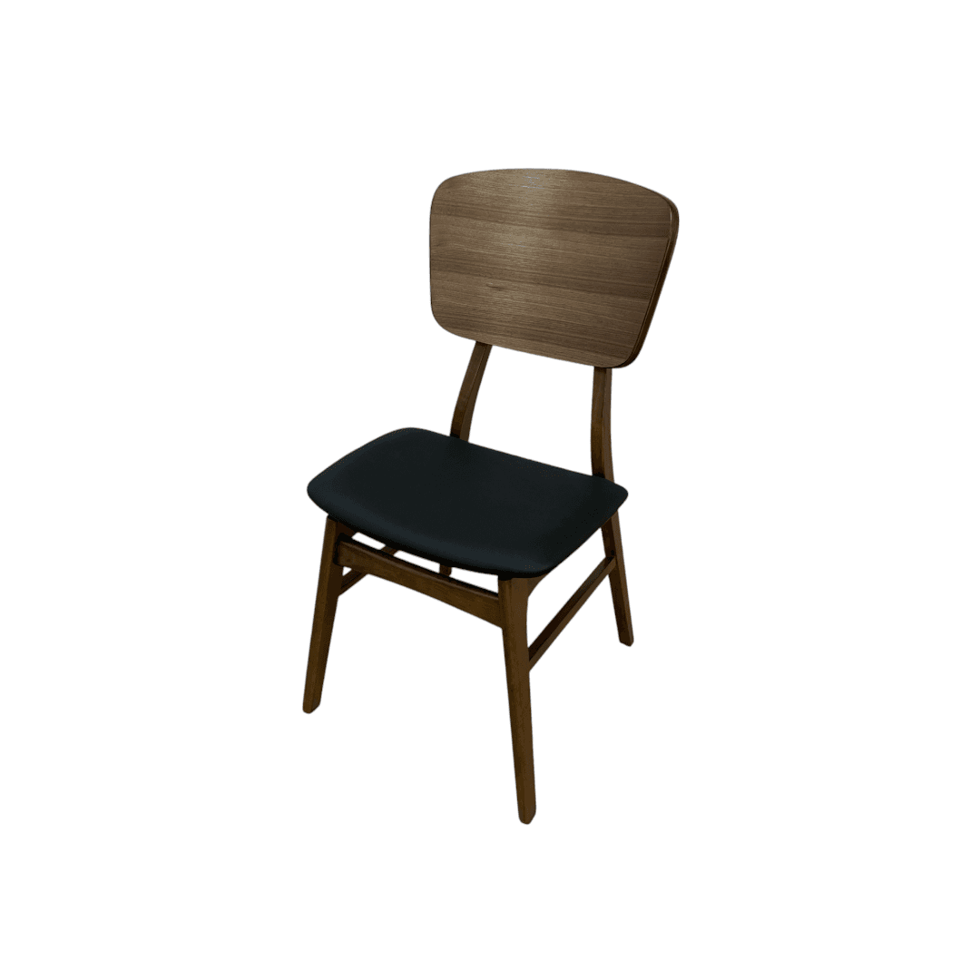 Hoft Homes SINGLE Anders Dining Chairs - Black Leather & Walnut - Thumbnail 5