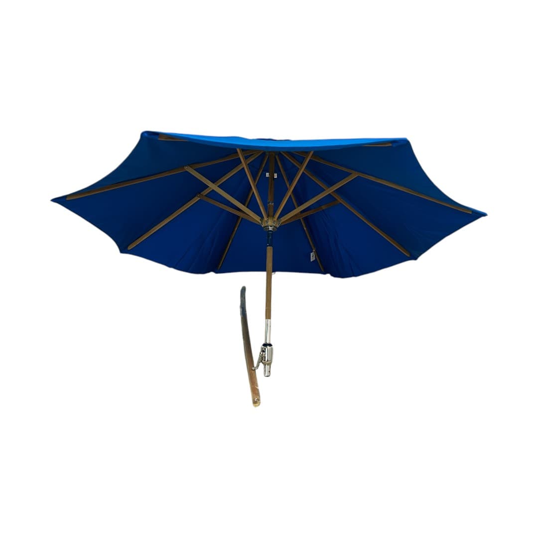 Galtech Octagonal Teak Patio Market Umbrella with Crank Lift and Rotational Tilt - Thumbnail 2