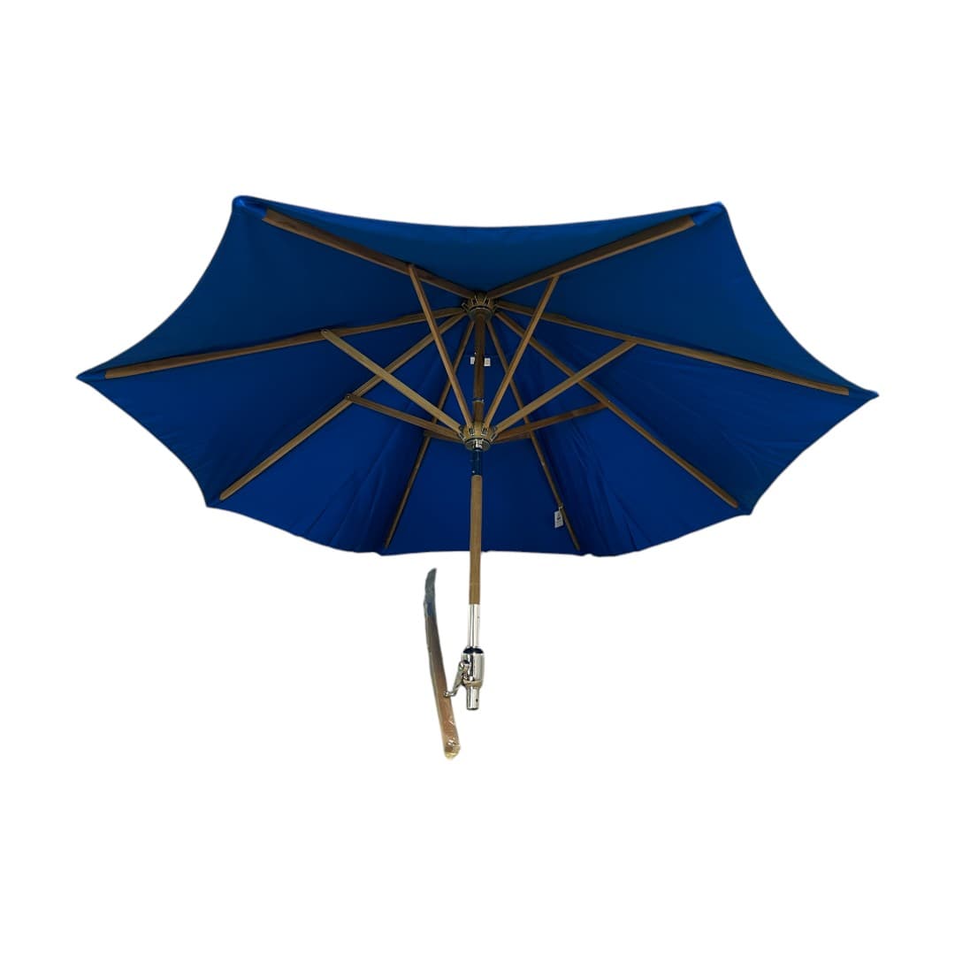 Galtech Octagonal Teak Patio Market Umbrella with Crank Lift and Rotational Tilt - Thumbnail 3
