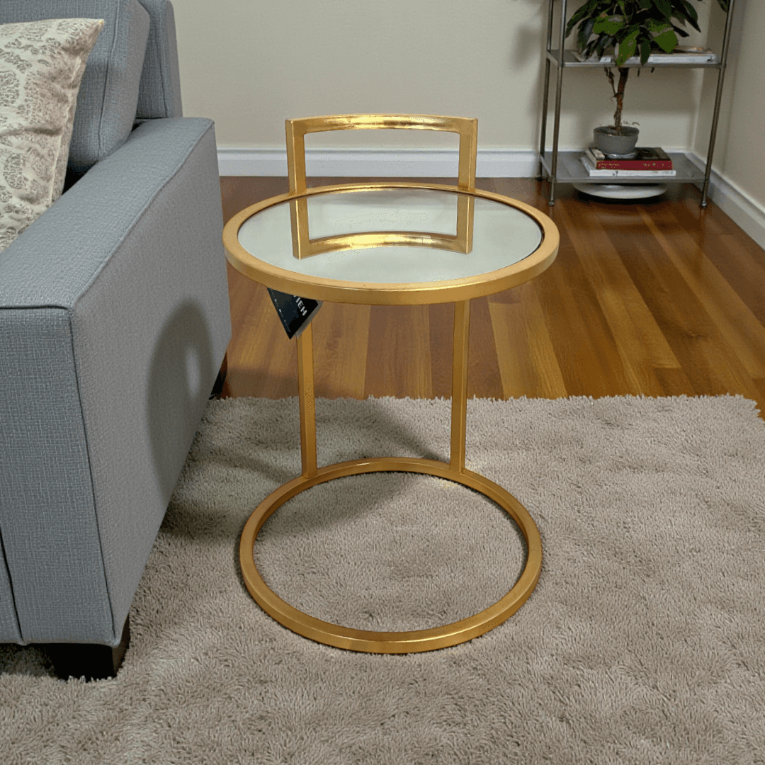 Safavieh Calvin Round Gold Leaf End Table