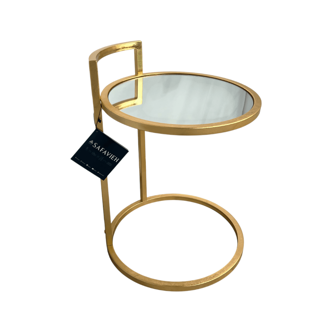 Safavieh Calvin Round Gold Leaf End Table - Thumbnail 6