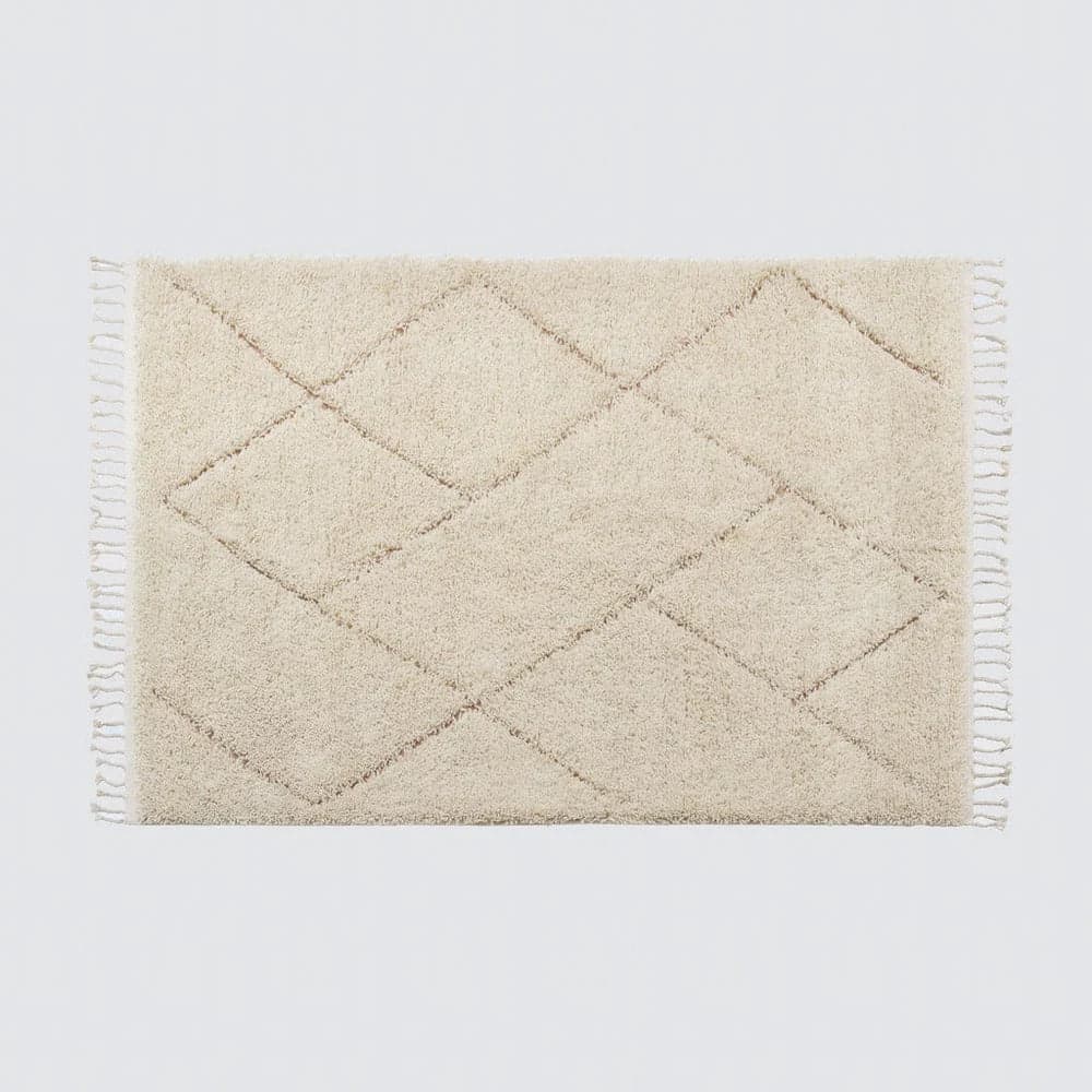 Khalida Hand-Knotted Beni Ourain Moroccan Beige Wool Area Rug FFE-1293