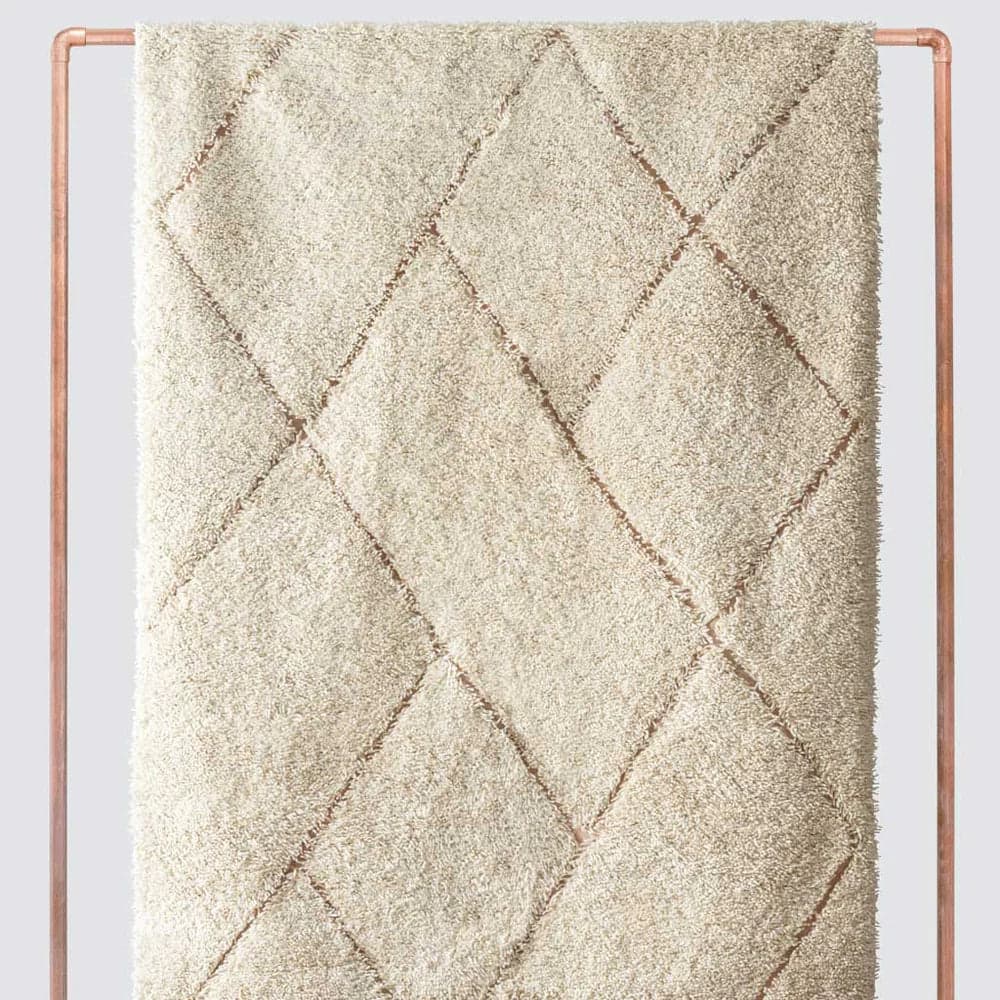 Khalida Hand-Knotted Beni Ourain Moroccan Beige Wool Area Rug FFE-1293 - Thumbnail 2