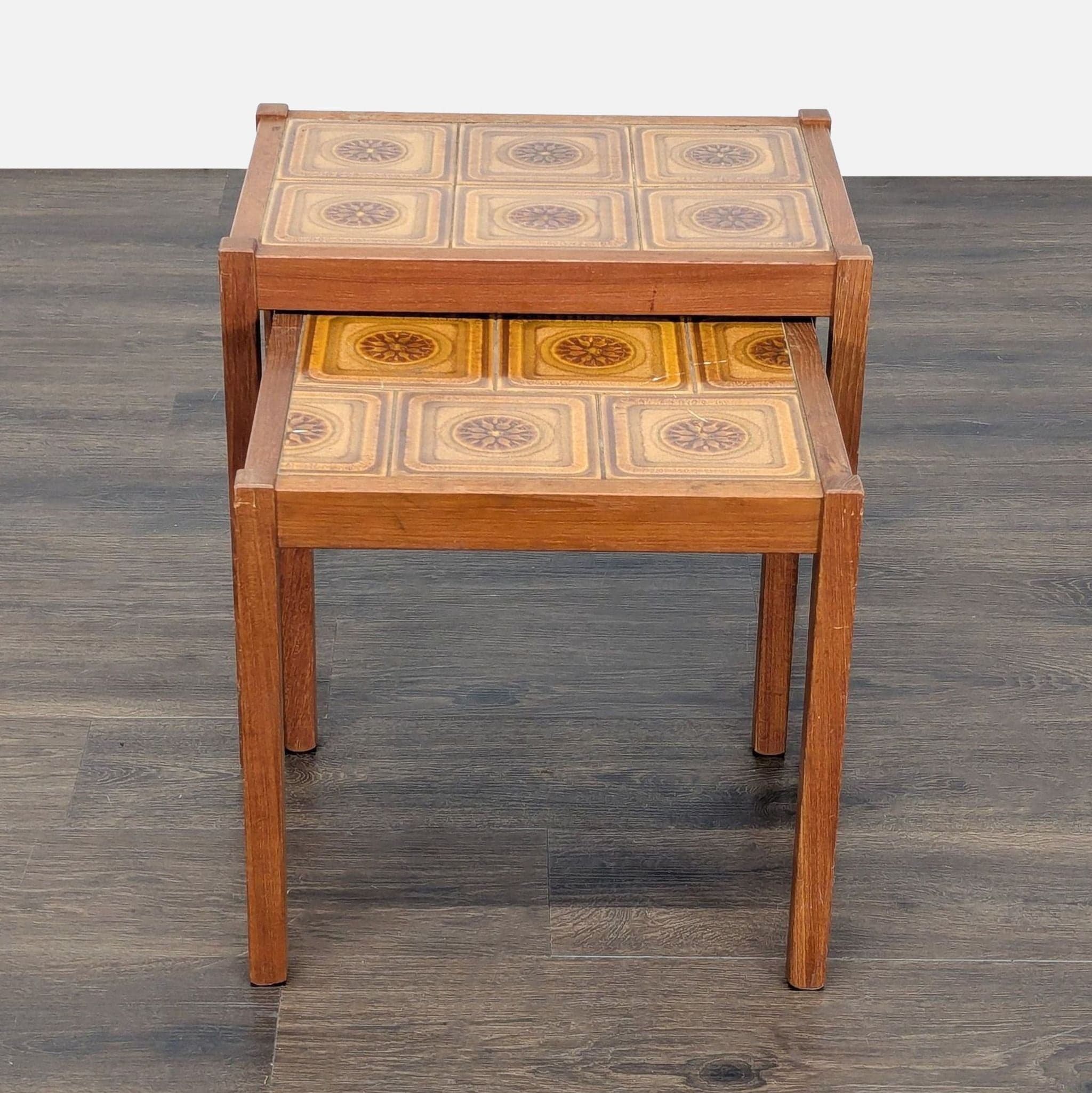 Vintage Mid-Century Tile Top Nesting Tables - Image 1