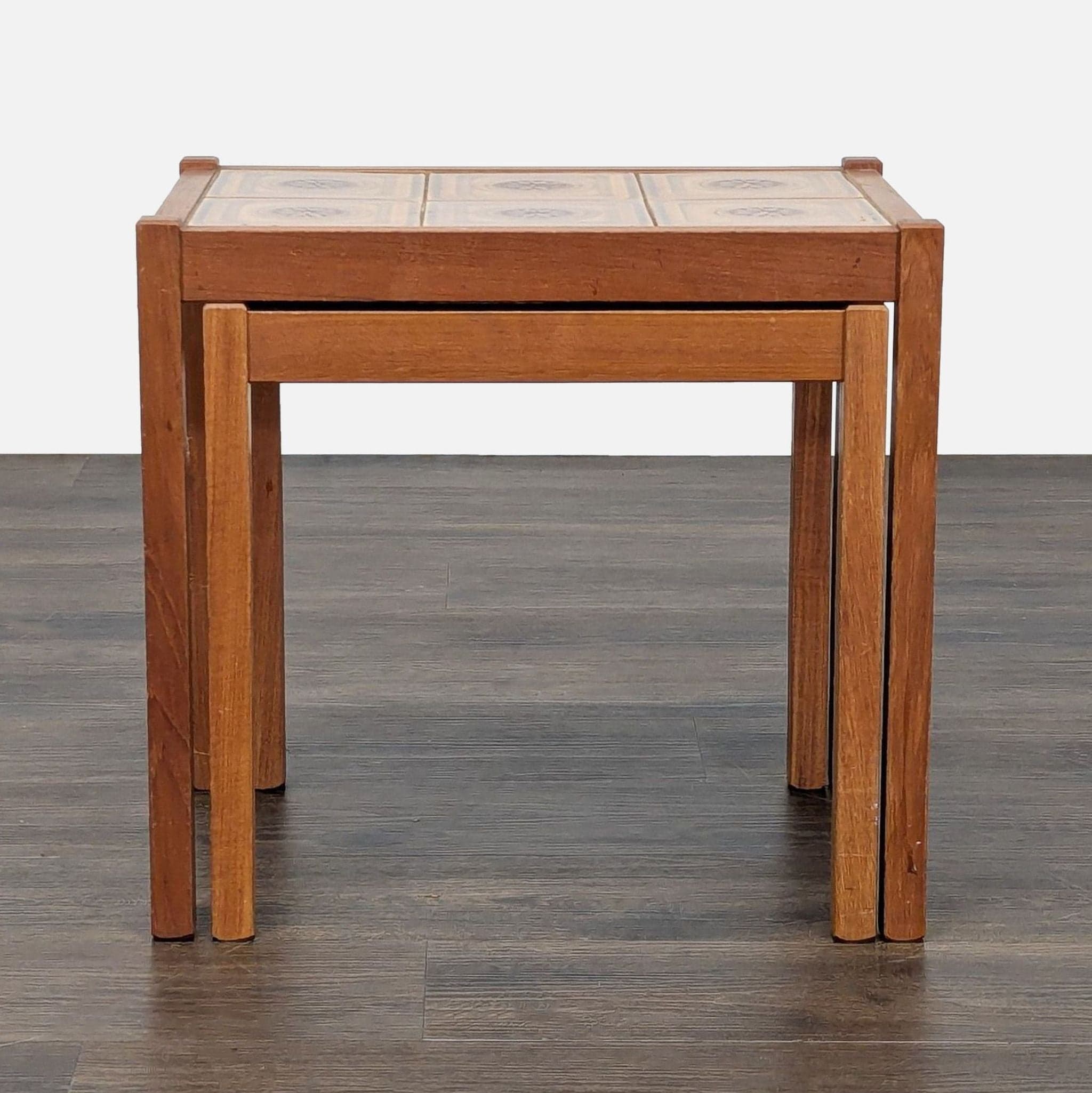 Vintage Mid-Century Tile Top Nesting Tables - Thumbnail 6