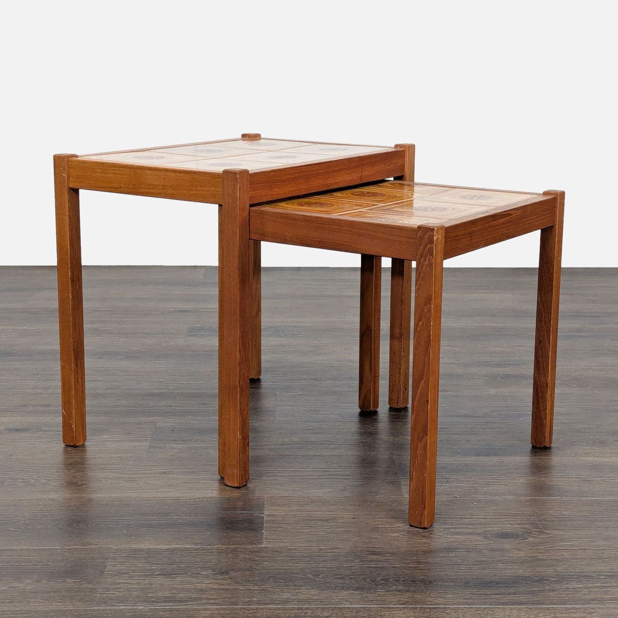Vintage Mid-Century Tile Top Nesting Tables - Thumbnail 10