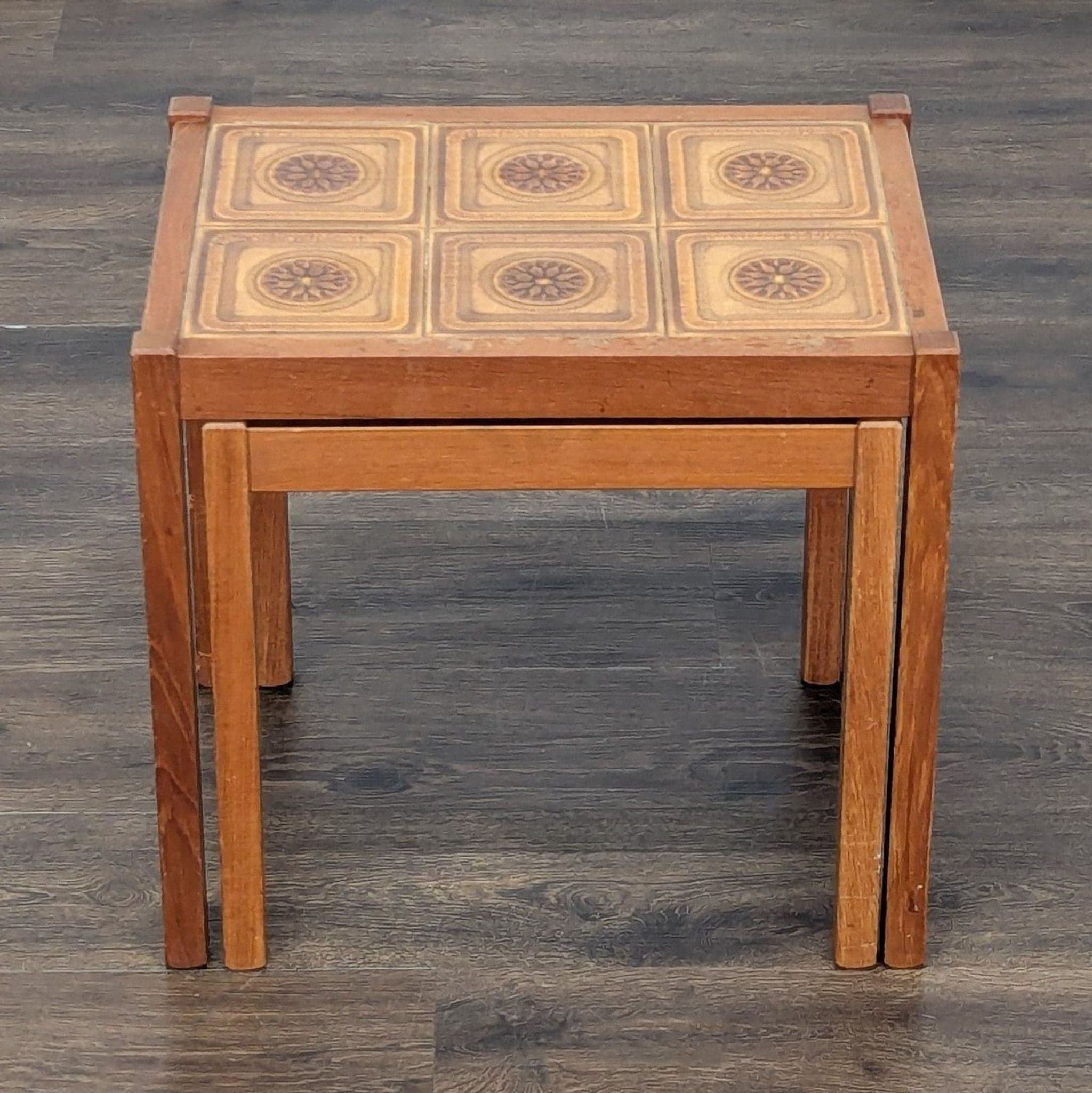 Vintage Mid-Century Tile Top Nesting Tables - Thumbnail 7