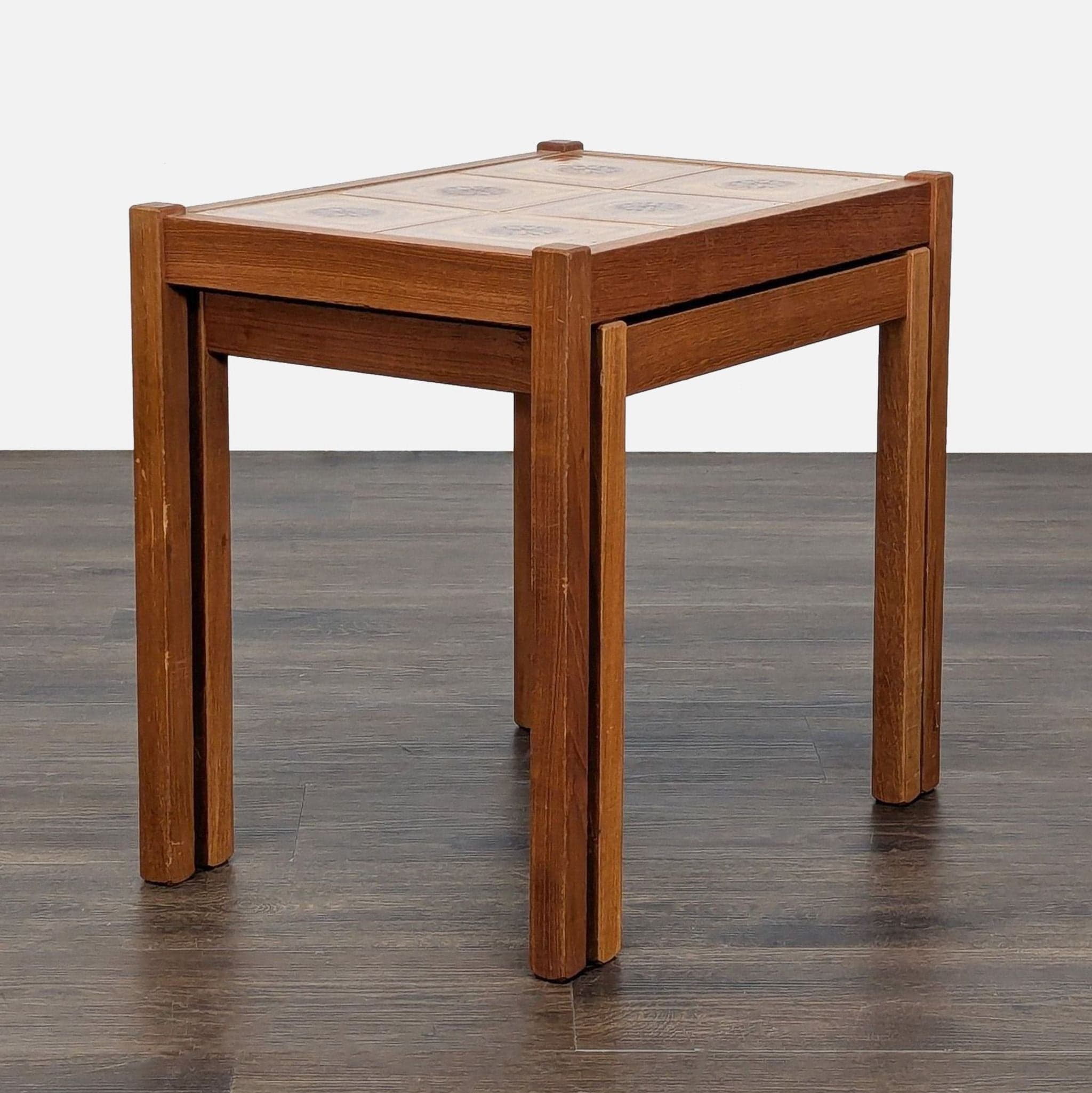 Vintage Mid-Century Tile Top Nesting Tables - Thumbnail 8