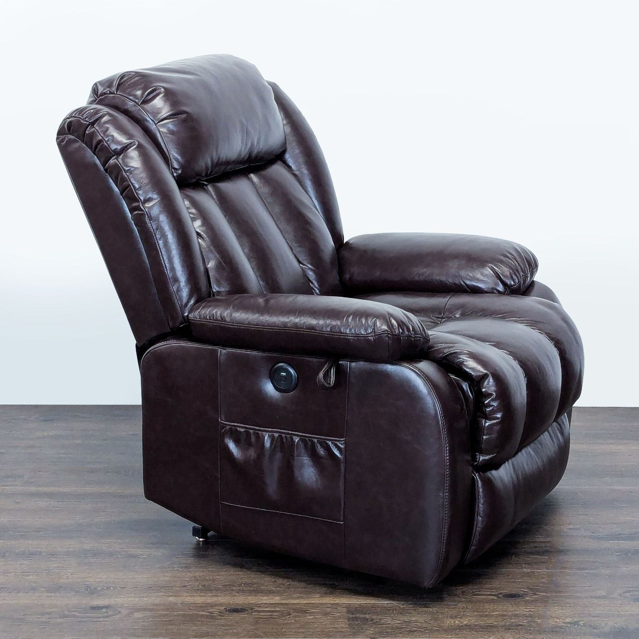 ASJMREYE Power Lift Recliner Chair for Lounge, Brown Faux Leather - Thumbnail 3